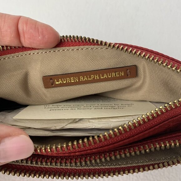 Ralph Lauren Cavalry Red Wristlet Double Zip Fabric NWT - Picture 7 of 12